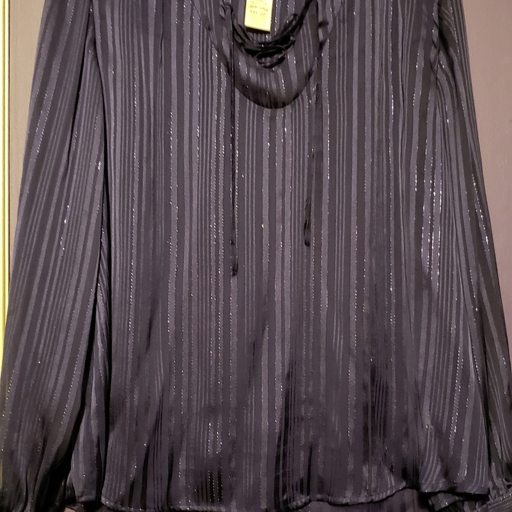 Lds navy blue sheer top